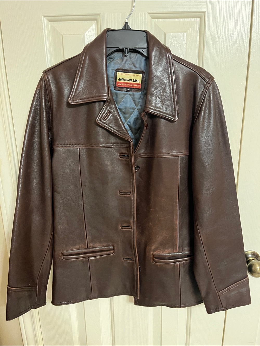 Vintage Women's Dark Brown Leather Button Jacket